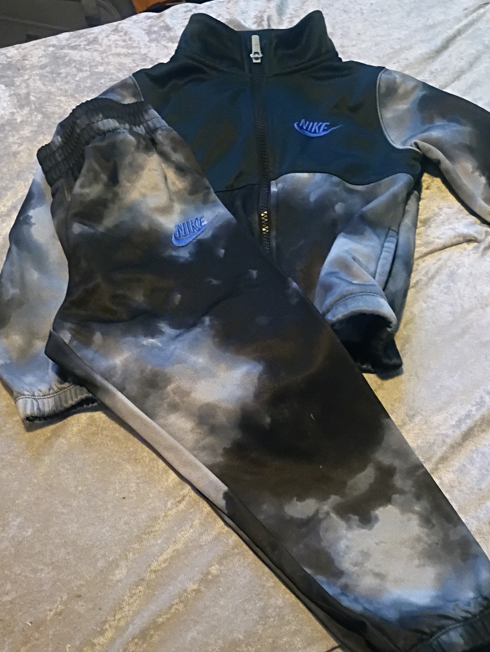 Nike Black & Gray Tie-Dye Kids Track Jacket and Joggers 4-5